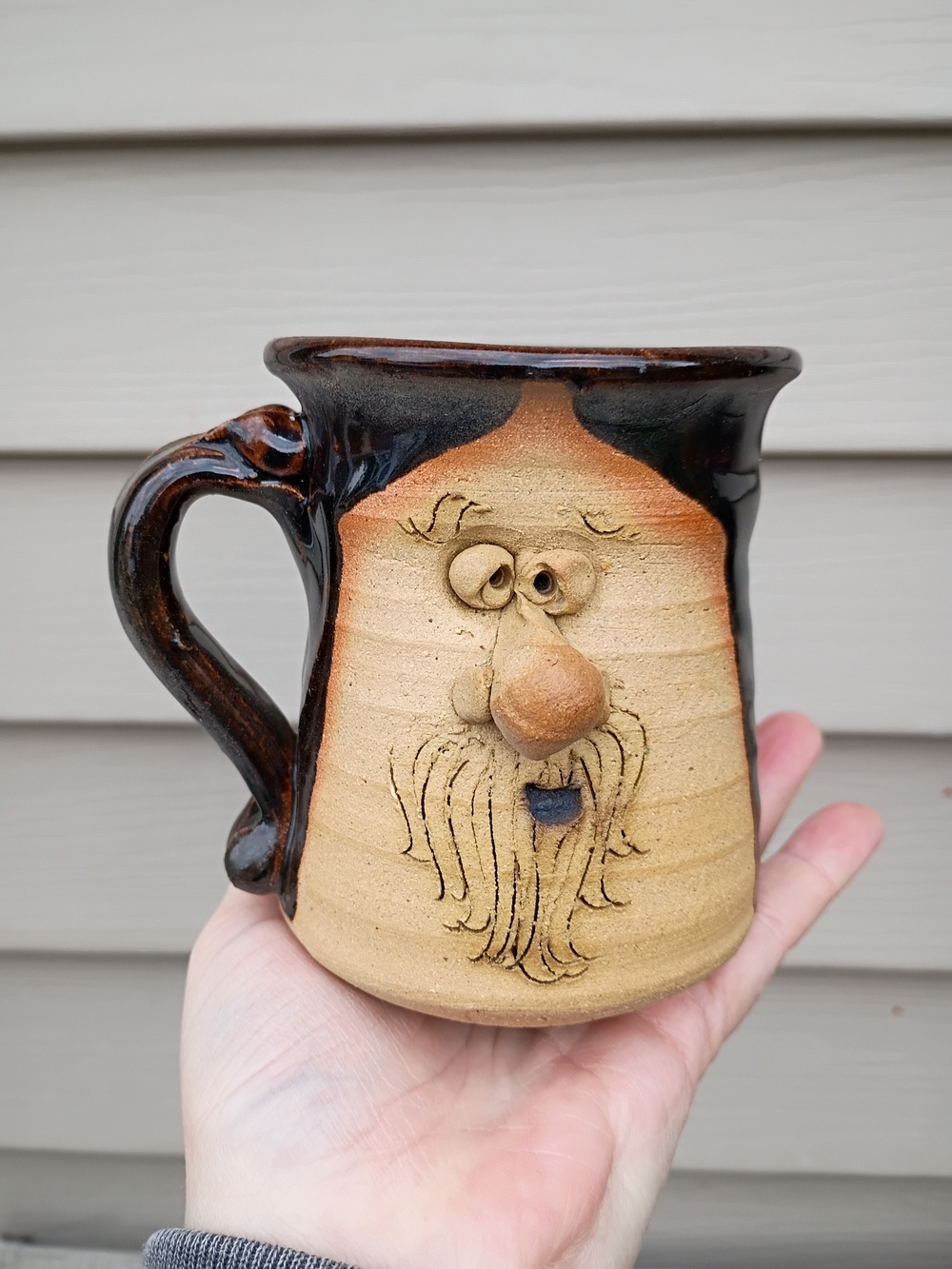 Vintage Peter Petrie Funny Face Stoneware Bearded Mug